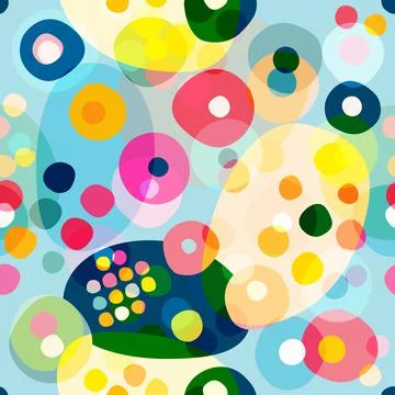 Seamless repeat pattern of colorfull circles, dots. Vector. Stock Illustration