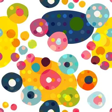Seamless repeat pattern of colorfull circles, dots. Vector. Illustrazione stock