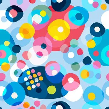 Seamless repeat pattern of colorfull circles, dots. Vector. Stock Illustration