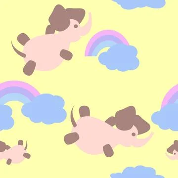 Seamless repeat pattern with elephants. Stock Illustration