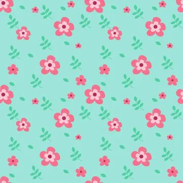 Seamless repeat pattern with flowers and leaves . Hand drawn fabric, gift wra Illustrazione stock