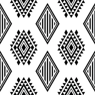 Seamless repeat pattern in folk art style. Ethnic geometric background design. Illustrazione stock