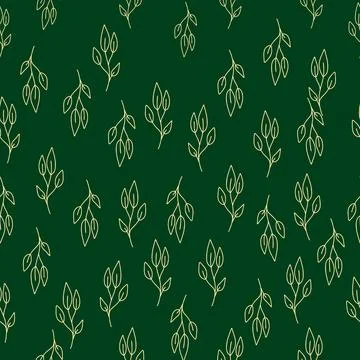 Seamless repeat pattern with green leaves Stock Illustration