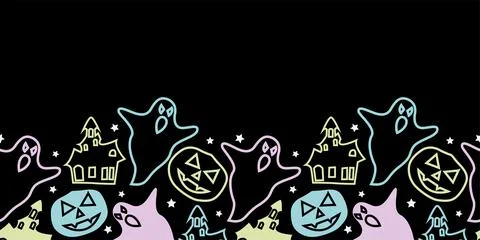 Seamless Repeat Pattern Horizontal Border. Halloween  Vector illustration Illustrazione stock