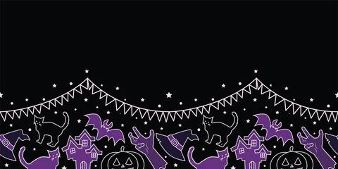 Seamless Repeat Pattern Horizontal Border. Halloween  Vector illustration 스톡 일러스트