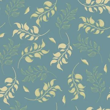 Seamless repeat pattern with leaves illustration. Stock Illustration