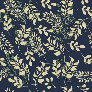 Seamless repeat pattern with leaves illustration. Stock Illustration