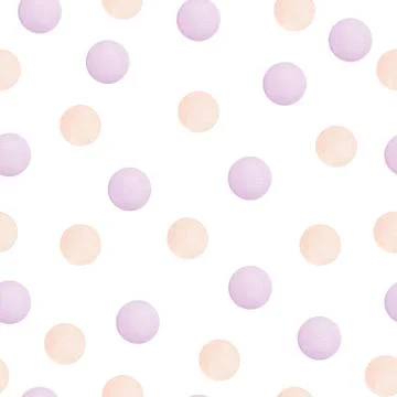 Seamless repeat pattern with purple and peach circles Stock Illustration