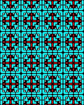 Seamless repeat pattern with red crosses in light blue rectangles イラスト素材