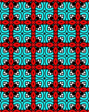Seamless repeat pattern of red lines with four semi-oval elements Illustrazione stock
