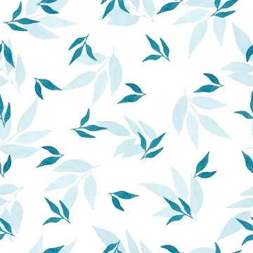 Seamless repeat pattern with teal leaves Stock Illustration