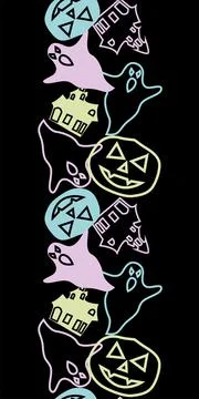 Seamless Repeat Pattern Vertical Border. Halloween  Vector illustration 스톡 일러스트