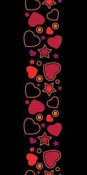 Seamless Repeat Pattern Vertical Border. Cute confetti hearts seamless repeat Stock Illustration