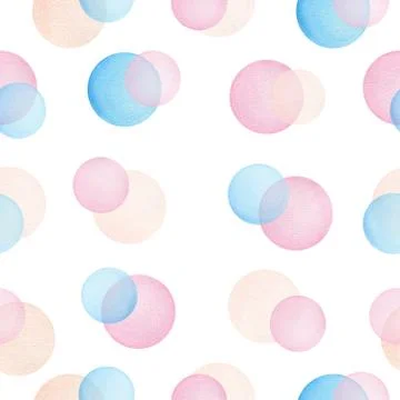 Seamless repeat pattern with watercolor bubbles Stock Illustration