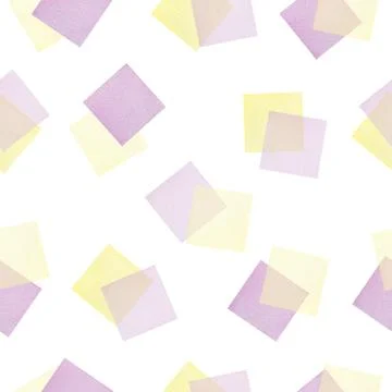 Seamless repeat pattern with watercolor squares in purple and yellow hues Stock Illustration