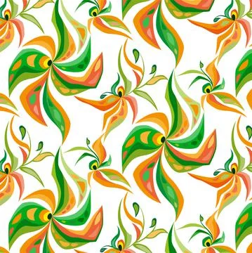 Seamless repeat pattern witn leaves. wallpaper, textile, gift wrap design Stock Illustration