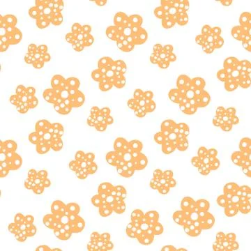 Seamless repeat pattern with yellow flowers on white background. Illustrazione stock
