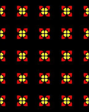 Seamless repeat pattern with yellow-red flowers on black background イラスト素材
