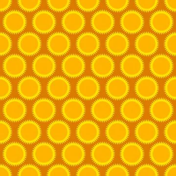 Seamless, repeatable pattern, background with sun shapes. Stock Illustration