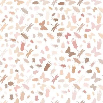 Seamless repeatable pattern with bugs, butterflies, and dragonflies 스톡 일러스트