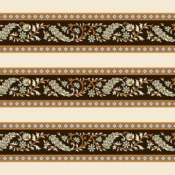 A seamless repeated border pattern with a floral design Stock Illustration