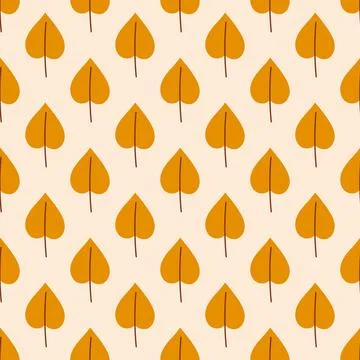Seamless Repeated Orange Leaf Pattern on Cream Background - Autumn Inspired Stock Illustration