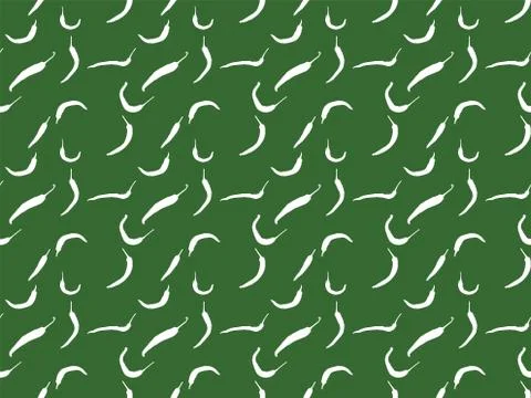 Seamless repeated pattern of white peppers on green background Stock Illustration