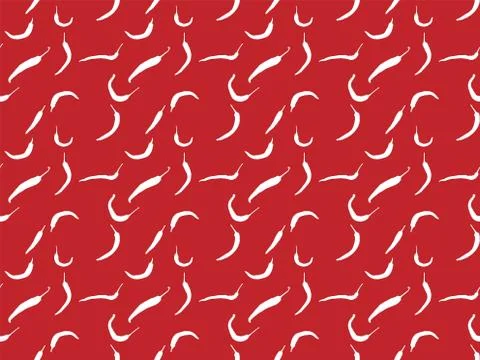 Seamless repeated pattern of white peppers illustration on red background Stock Illustration