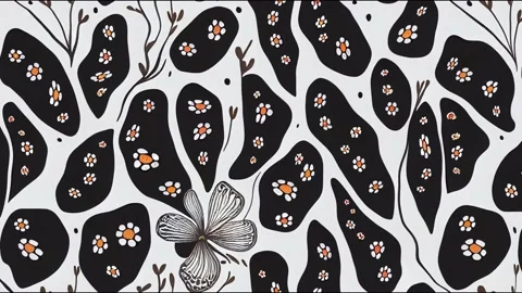 Seamless repeated surface animation design with mushrooms, snails, Stock Footage 220114876