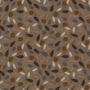 Seamless repeating autumn pattern of twigs and leaves Stock Illustration