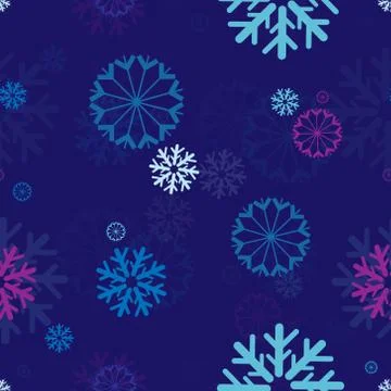 Seamless repeating background of different kinds of snowflakes 스톡 일러스트