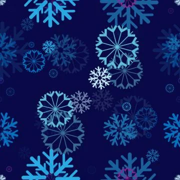 Seamless repeating background of different kinds of snowflakes 스톡 일러스트
