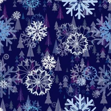 Seamless repeating background of different kinds of snowflakes Stock Illustration