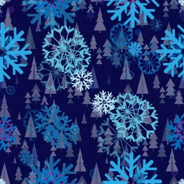 Seamless repeating background of different kinds of snowflakes 스톡 일러스트