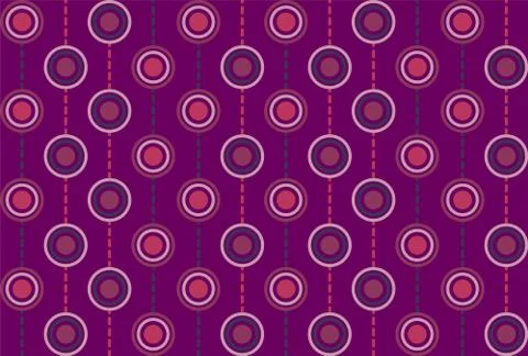 Seamless repeating background of multicolored circles and dashed lines Illustrazione stock