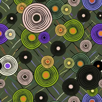 Seamless repeating ethnic pattern from circles and lines Stock Illustration