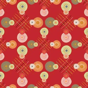 Seamless repeating ethnic pattern from circles and lines Stock Illustration