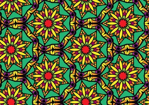 Seamless repeating floral pattern consisting of mandalas Stock Illustration