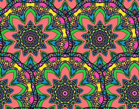 Seamless repeating floral pattern consisting of mandalas Stock Illustration