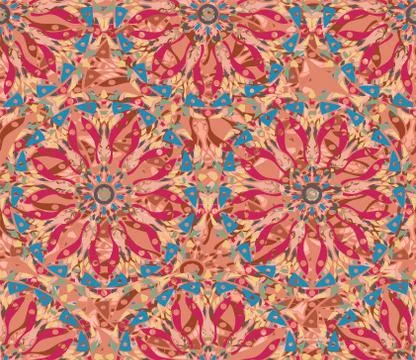 Seamless repeating floral pattern consisting of mandalas 스톡 일러스트