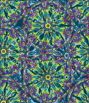 Seamless repeating floral pattern consisting of mandalas Stock Illustration