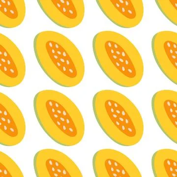 Seamless repeating melon slice pattern in warm yellow and orange tones Stock Illustration