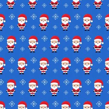 Seamless repeating New Year pattern of Santa Clauses. Stock Illustration