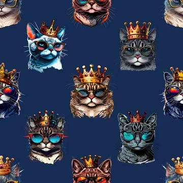 Seamless repeating pattern with adorable cute cats Illustrazione stock