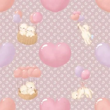 Seamless repeating pattern with adorable cute cats Illustrazione stock
