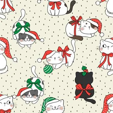 Seamless repeating pattern with adorable cute cats Illustrazione stock