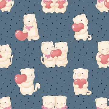 Seamless repeating pattern with adorable cute cats Illustrazione stock