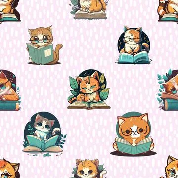 Seamless repeating pattern with adorable cute cats Illustrazione stock