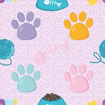 Seamless repeating pattern with adorable cute cats Illustrazione stock