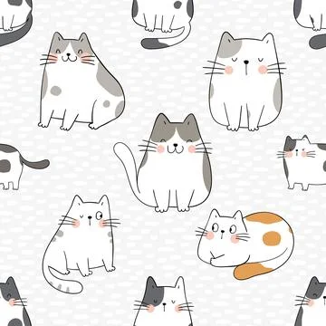 Seamless repeating pattern with adorable cute cats Illustrazione stock